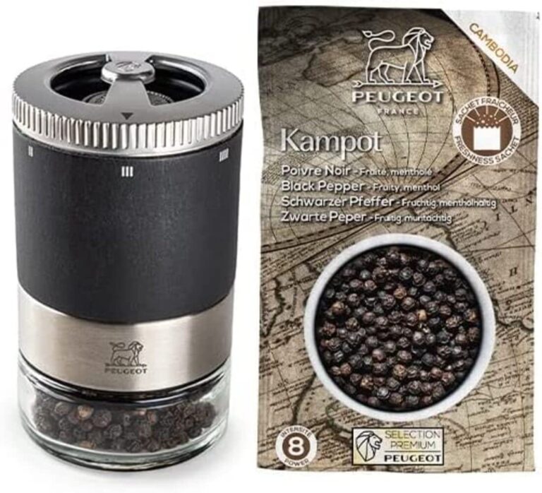 Moulin à poivre Peugeot Maestro avec fiole de poivre interchangeable, idéal pour varier les arômes